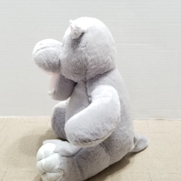 Fiesta Hippo Plush Gray Stuffed Animal Small Toy Open Mouth Seated Bean Bag - Picture 3 of 10